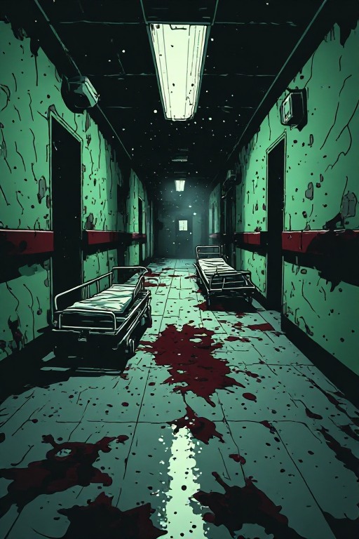 Pasillo de hospital oscuro